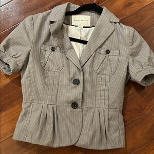 Banana Republic Light Gray Pinstripe Short-Sleeve Blazer